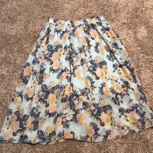 Pastel blue and floral midi skirt